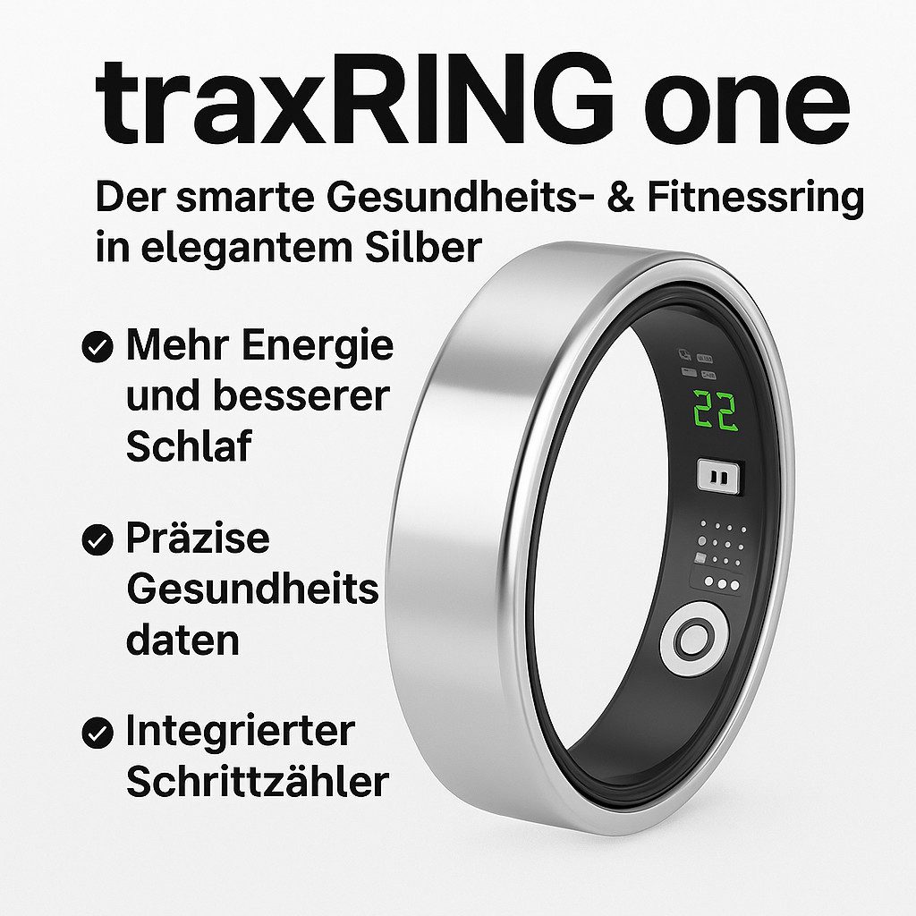 NikuTRAX Fitness-Tracker traxRING one – Smarter Gesundheitsring in Silber