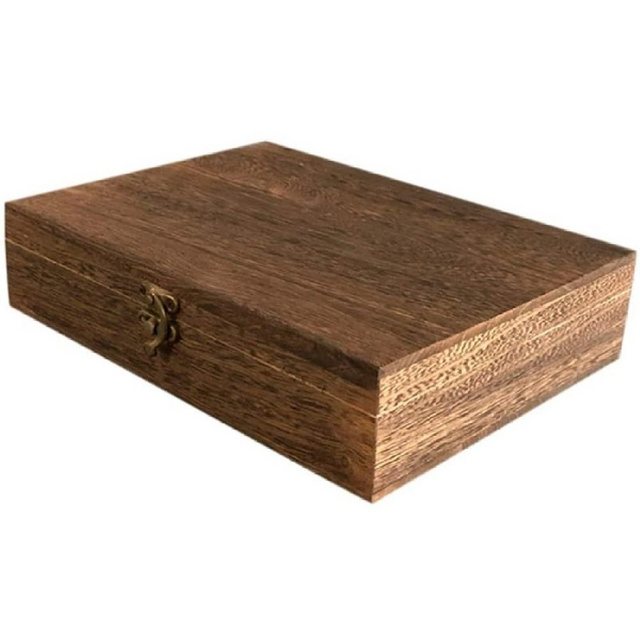 Geschenkbox “Holzkiste mit Deckel Hölzerne Aufbewahrungsbox Flach Vintage Dekorative Holzbox Bastelbox Schmuck Veranstalter Schmuckhalter für Zuhause Büro Braun”