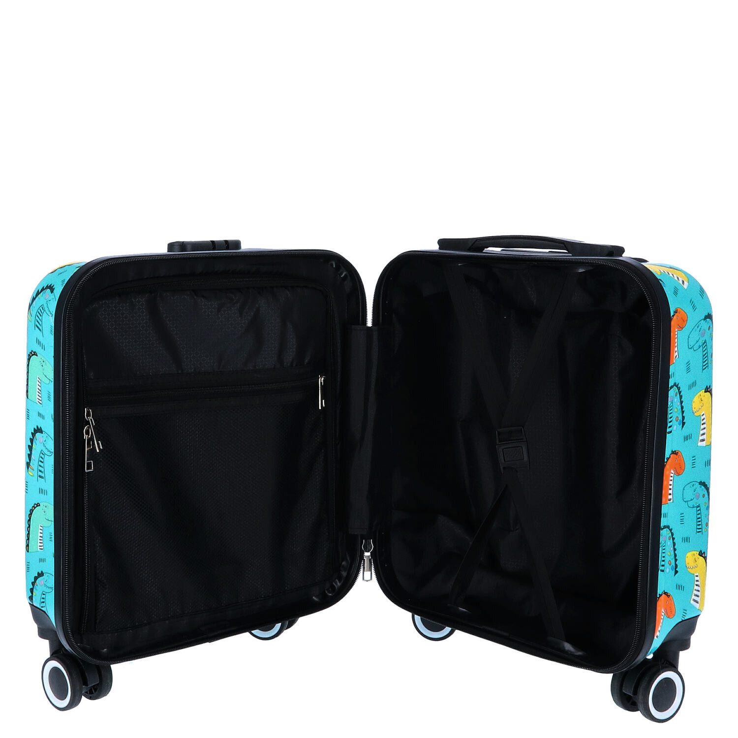 TheTrueC Koffer TheTrueC Kindertrolley 4 Rollen Dino grün