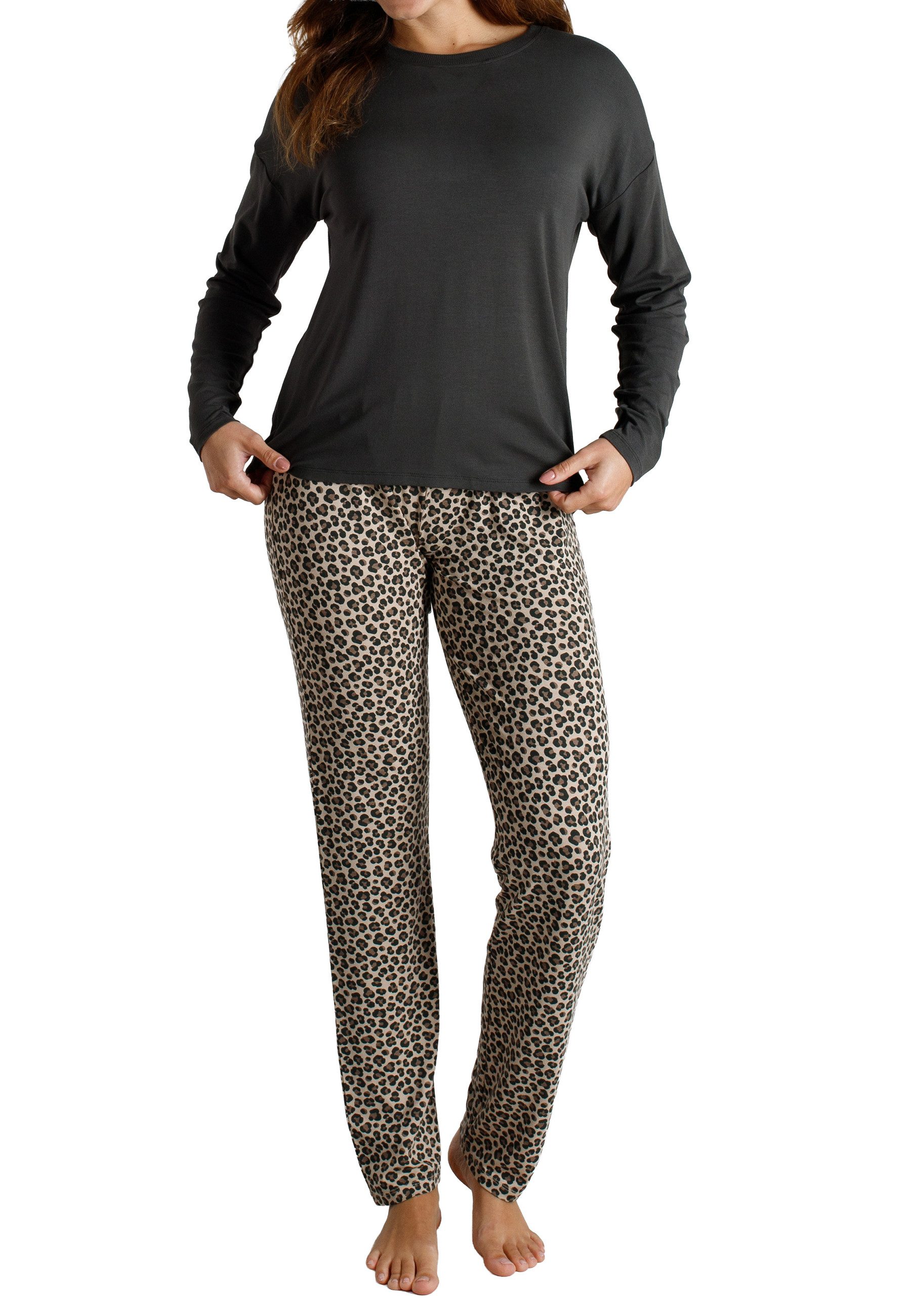TOM TAILOR Pyjama TOM TAILOR Damen Pyjama grau bedruckt (1 tlg)