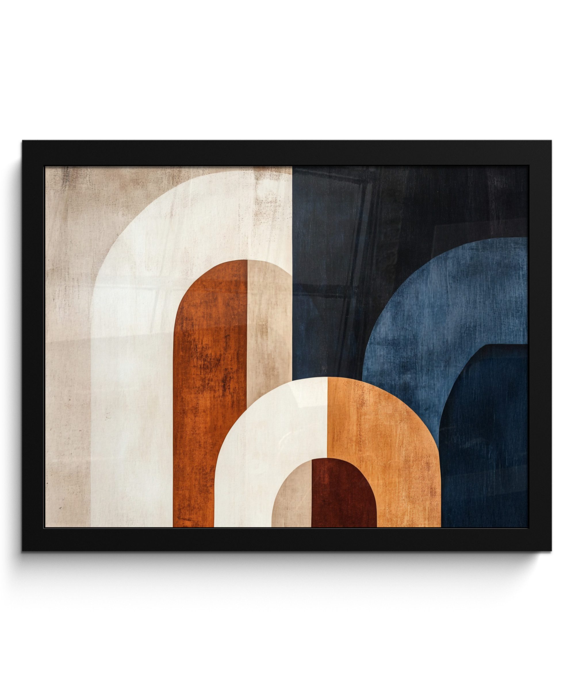 MuchoWow Плакат Abstrakt - Formen - Dunkelblau, (1 St), Изображенияrahmen, Deko für Wohnzimmer und Schlafzimmer, 40x30 cm