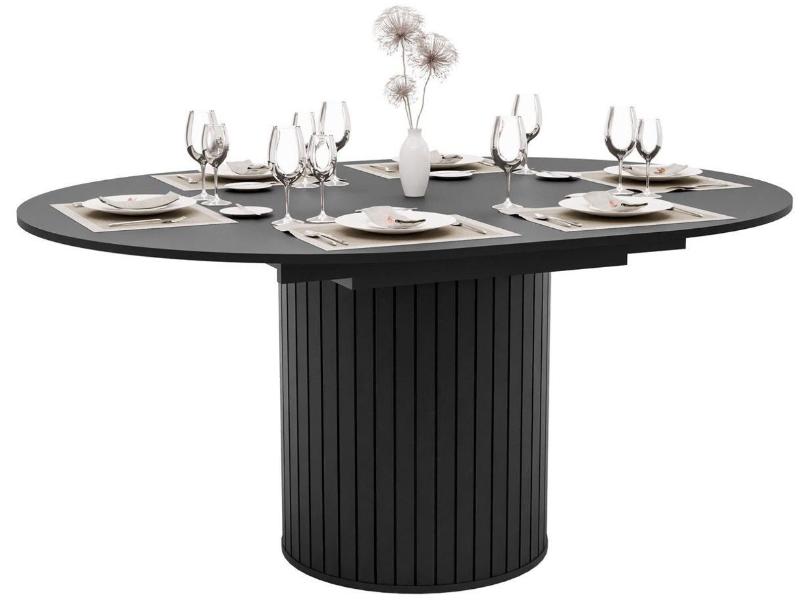 yourhouse24 Esstisch ELODIE 120-160 cm rund, Ausziehbar, Rillenfuß (rund/ov günstig online kaufen