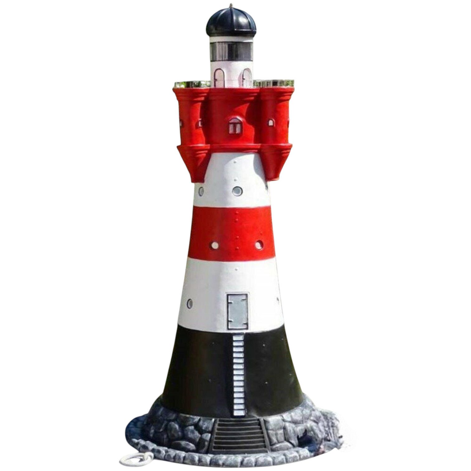 DEKO VERTRIEB BAYERN Gartenfigur XXL Premium Leuchtturm 180 cm Roter Sand rot/weiß