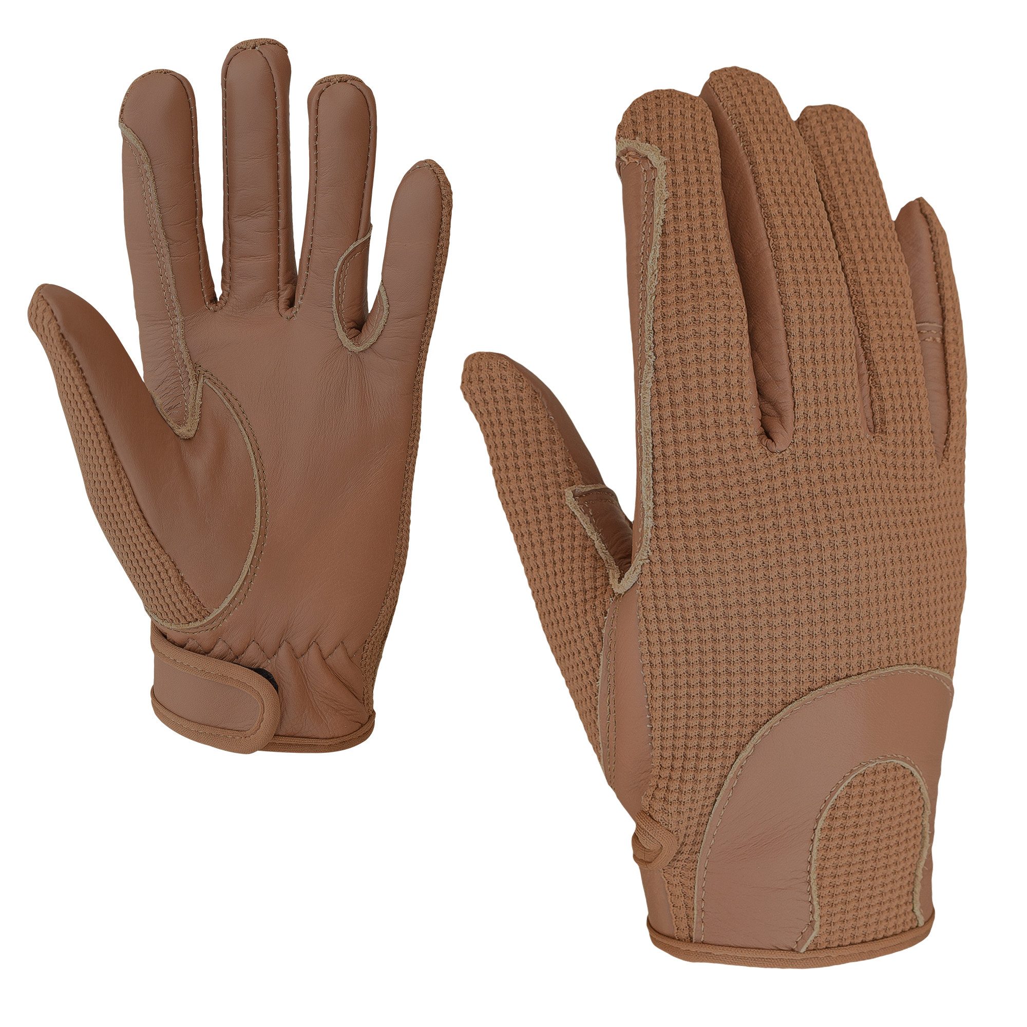 ATTONO Reithandschuhe Reiten Turnier Dressur Handschuhe Damen Herren - braun, Gr. 6-11