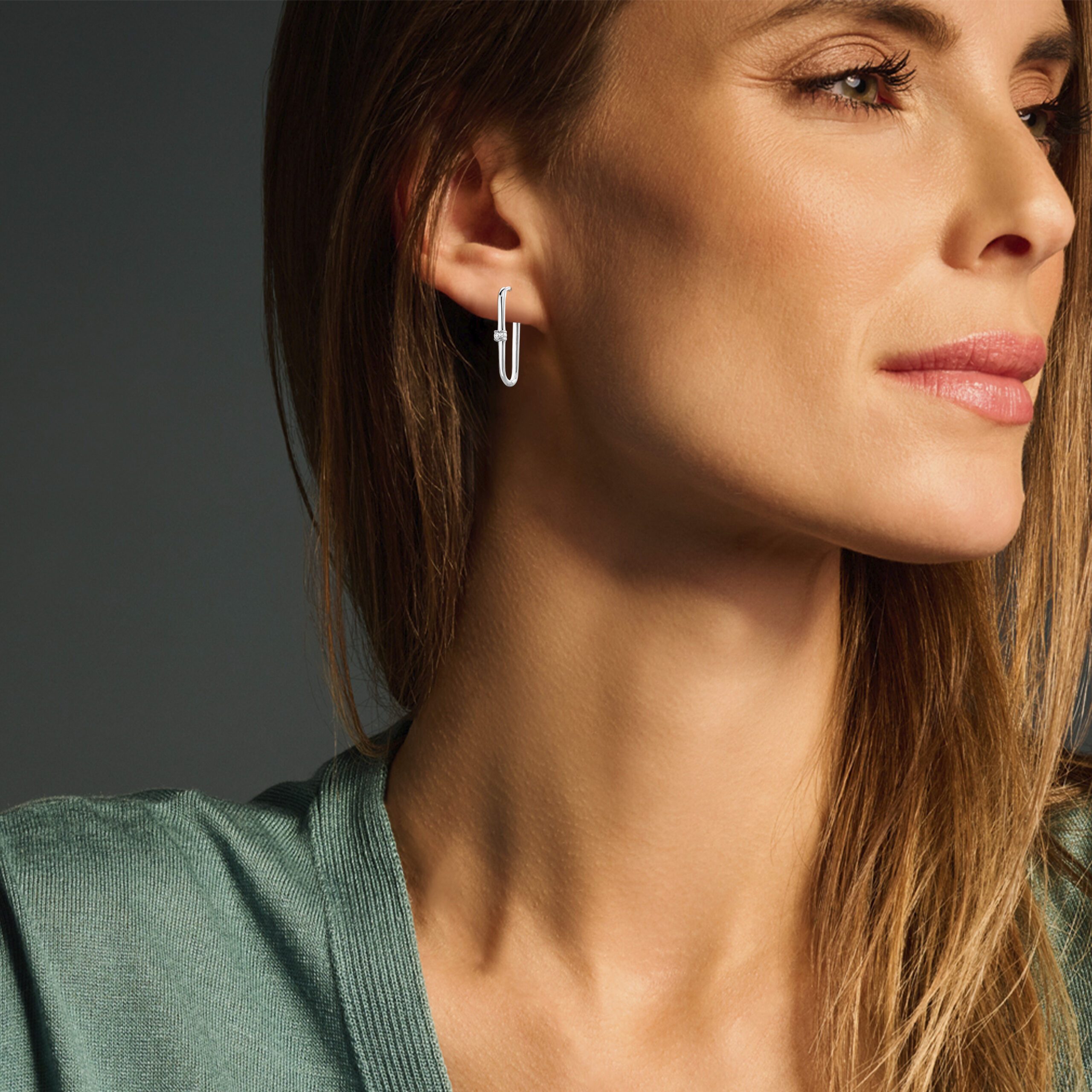 Miore Klappcreolen MSAE297E - 925 Sterling Silber Ohrringe mit Zirkonia 0,25 Kt, Echtsilber besetzt mit funkelndem Zirkonia