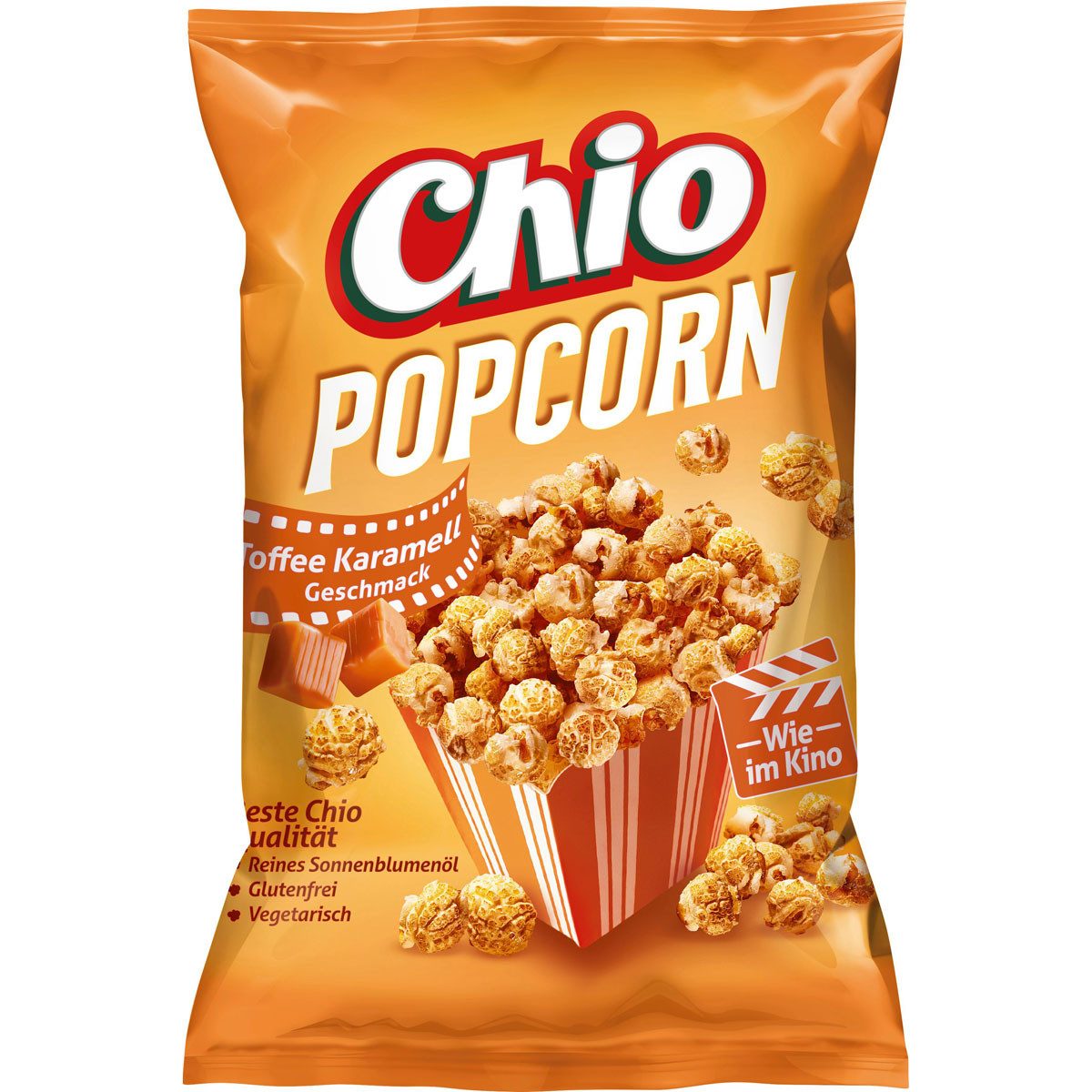 Chio Knabberei, Chio Ready Made Popcorn Toffee Karamell glutenfrei vegan 120g