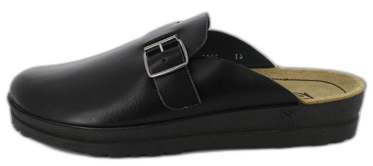 Beck Herren-Clogs Leo mit einer Schnalle Hausschuh (sehr bequeme Wohlfühl-Schuhe, für Zuhause und Draußen) Obermaterial und Decksohle aus echtem Leder