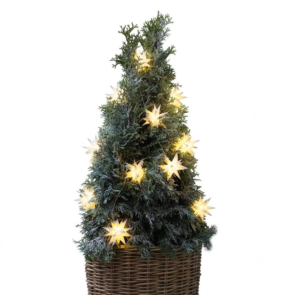 Home-trends24.de LED-Lichterkette 3D Lichterkette LED Stern Weihnachtsdeko Deko Timer Garten Außen