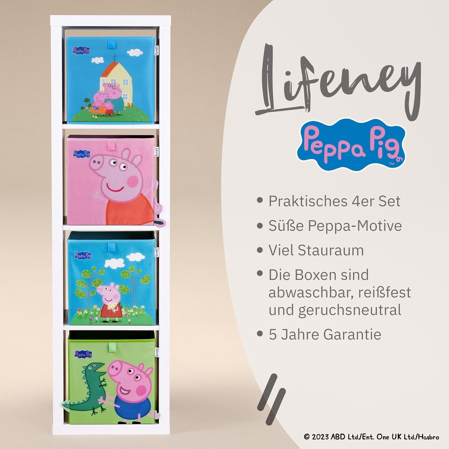 Lifeney Aufbewahrungsbox 1x meets Peppa Wutz Aufbewahrungsboxen für Kinder 4er Set (4 St), Box-Set mit Peppa Pig Motiven zur Aufbewahrung von Spielzeug – Bild 3 von 5