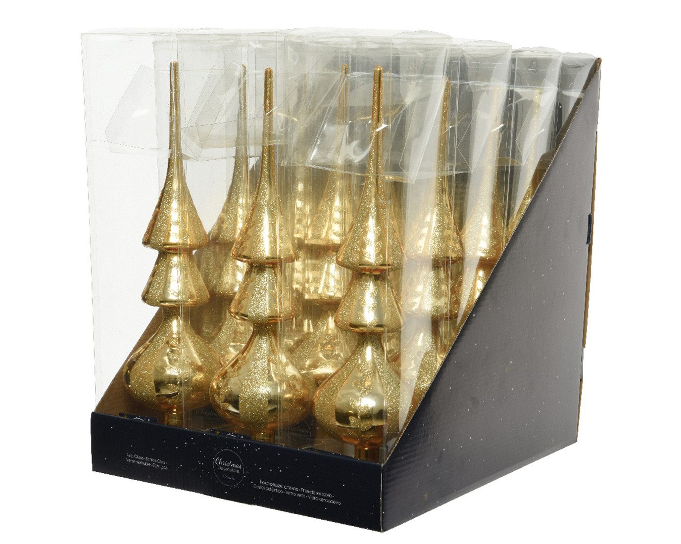 Kaemingk Christbaumspitze, Christbaumspitze Glas Motiv Ranken mit Blätter 34cm gold