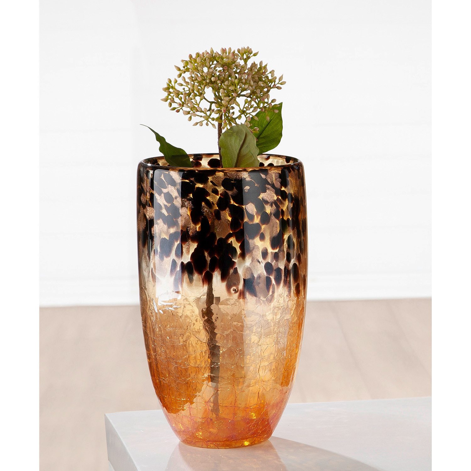 GILDE Dekovase Vase - braun - Glas - H. 29cm x T. 17,5cm x B. 17,5cm - Deko (1xVase, 1 Stück), Blumenvase - Dekoobjekt - Tischvase - Dekovase - Vase für Blumen