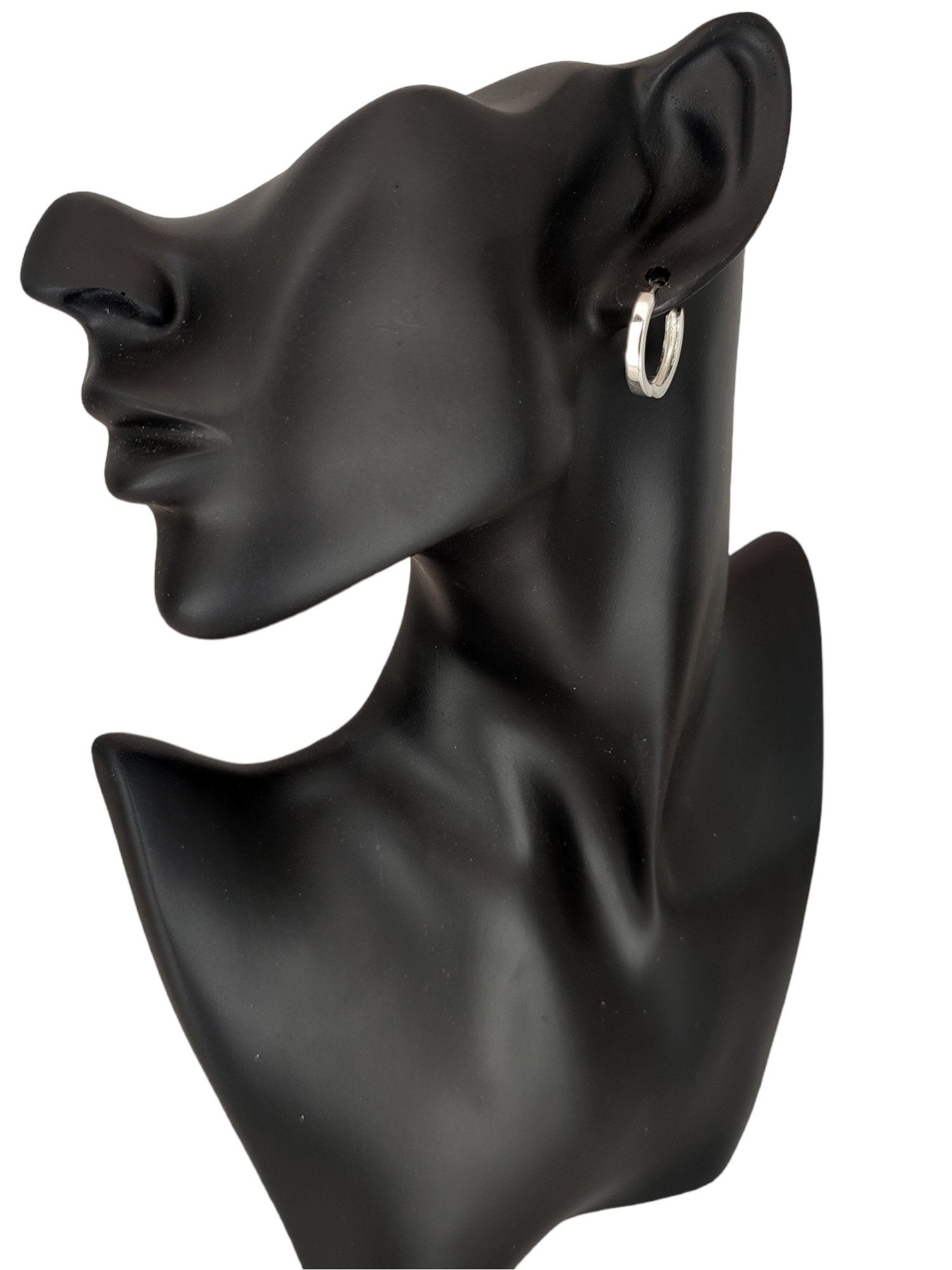 Silber Ohr Paarpreis Leather 18,5mm Klappcreole Kreolen Ohrringe 925 of Ohrring-Set Kiss