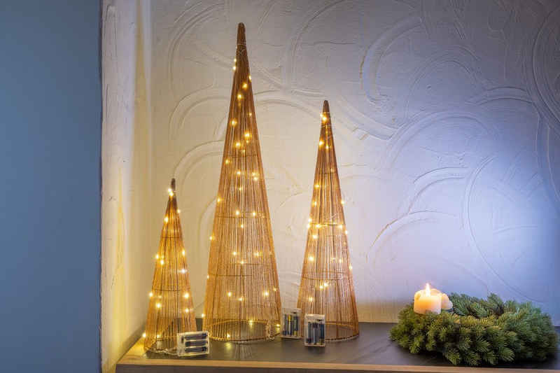 Star-Max LED Dekolicht Pyramiden mit LED-Beleuchtung, Weihnachtsdeko, LED-Bäume, LED fest integriert, Warmweiß, Effektvolle schimmernde Leucht Pyramiden in 3 Größen