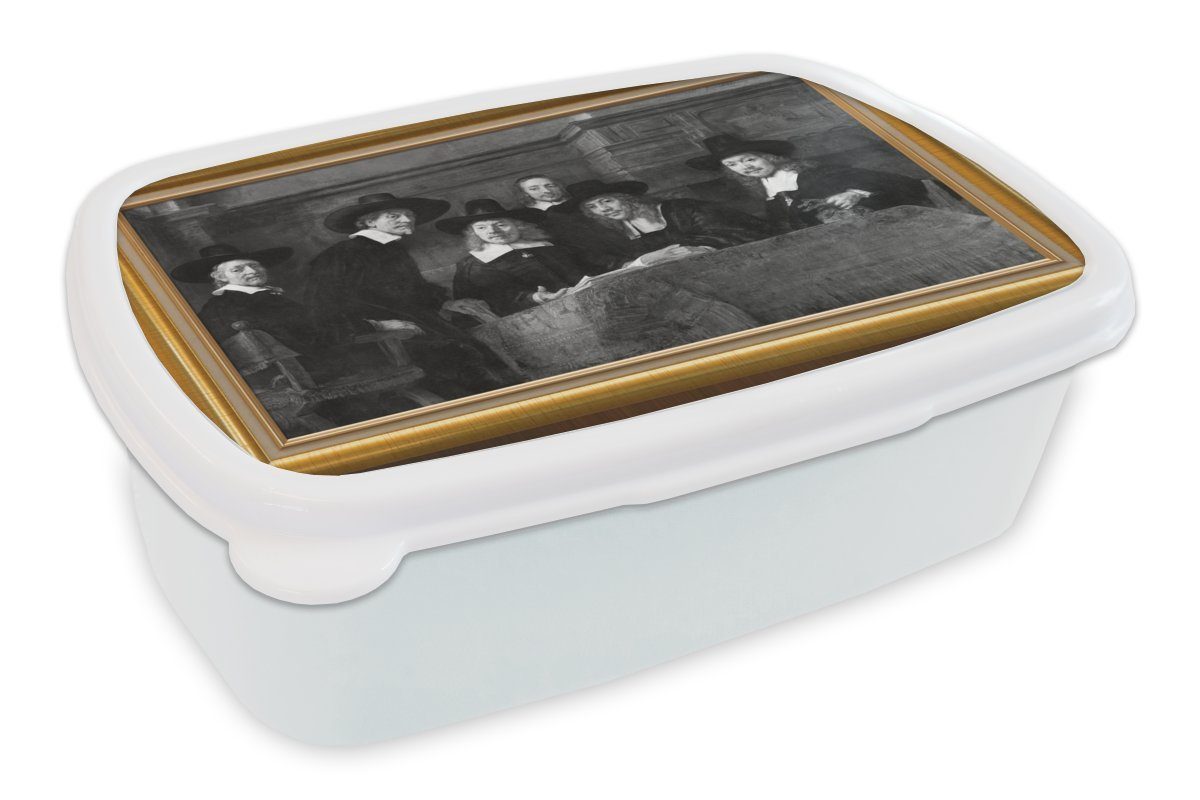 Erwachsene, Lunchbox Kinder Rahmen Jungs - Kunst Van Rijn für - Brotdose, MuchoWow - und Kunststoff, (2-tlg), Brotbox für und Gold, Mädchen weiß