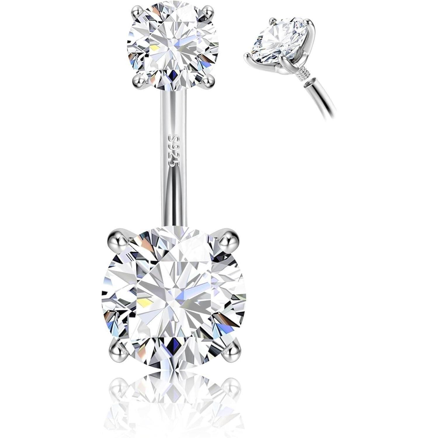 LuxusKollektion Bauchnabelpiercing Bauchnabelpiercing 14G 925 Silber Zirkonia Ring 6MM Sterlingsilber