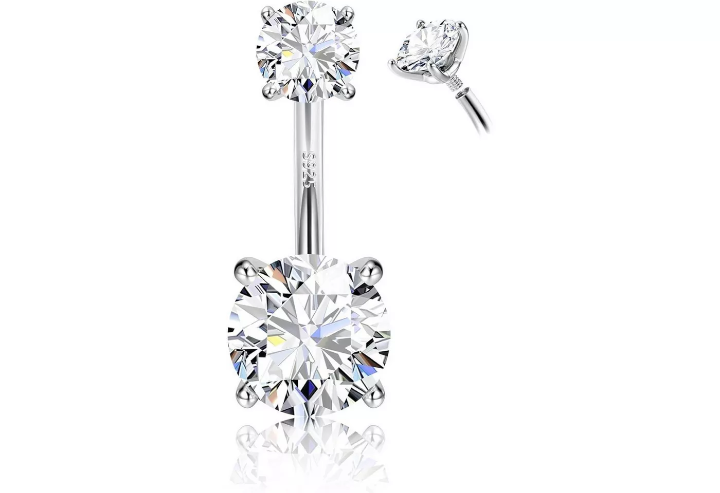 LuxusKollektion Bauchnabelpiercing Bauchnabelpiercing 14G 925 Silber Zirkonia Ring 6MM Sterlingsilber