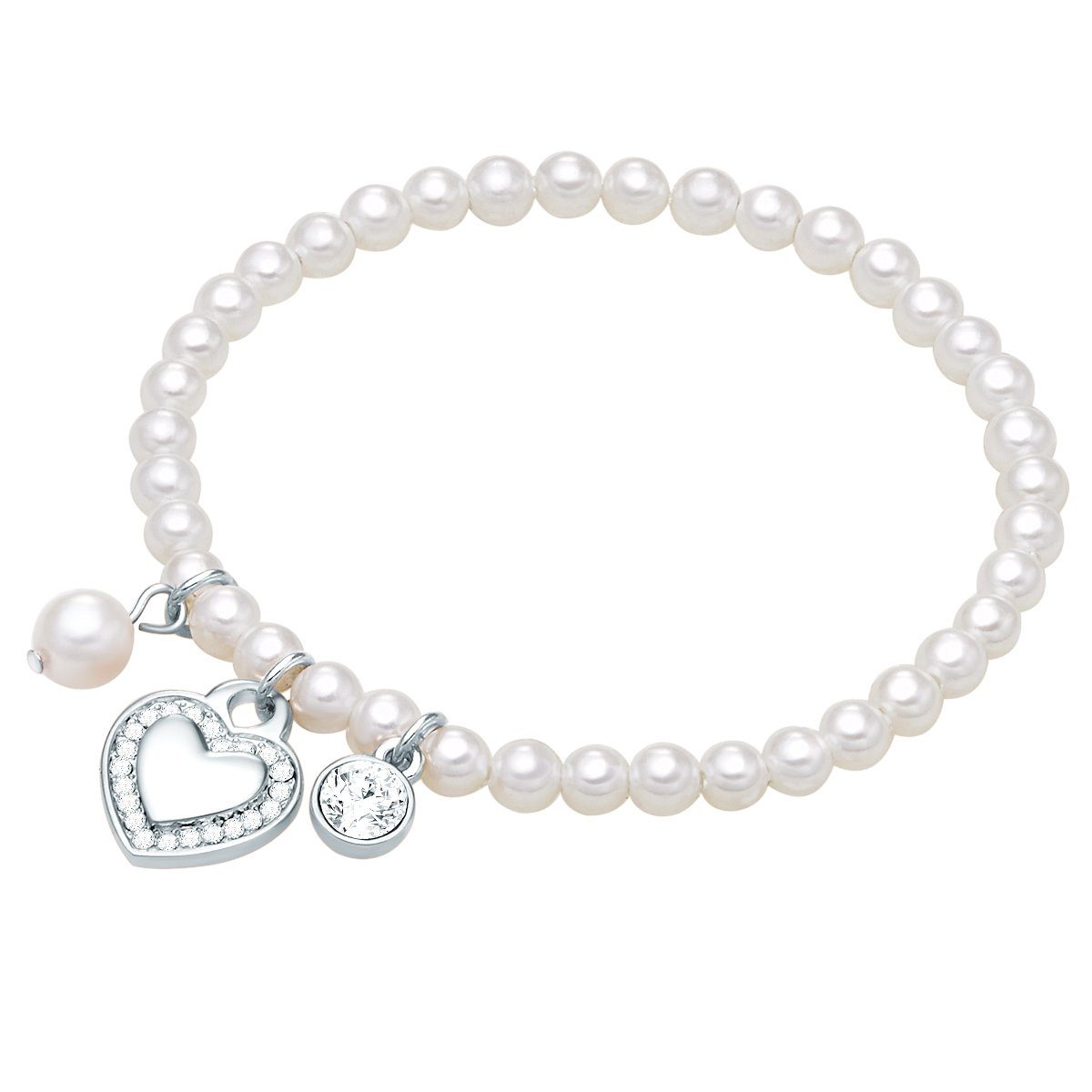 Perlenarmband Herz weiß