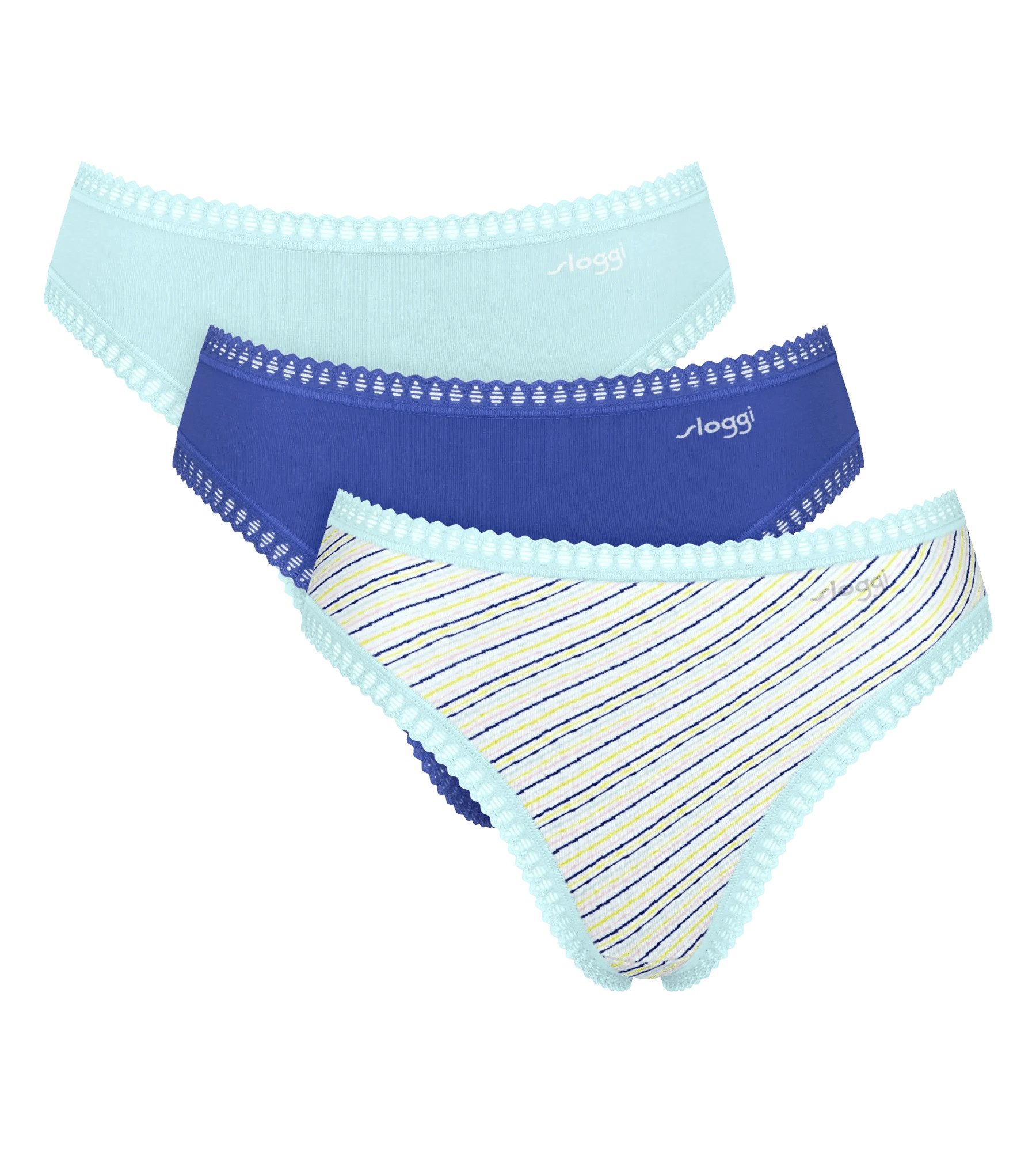 sloggi Slip GO Crush (3er Pack) mit Spitzendetails, Multipack, hoher Beinausschnitt