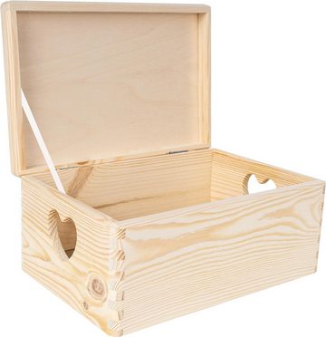 Creative Deco Aufbewahrungsbox Holzkiste mit Deckel Erinnerungsbox Holzbox, herzförmige Griffe