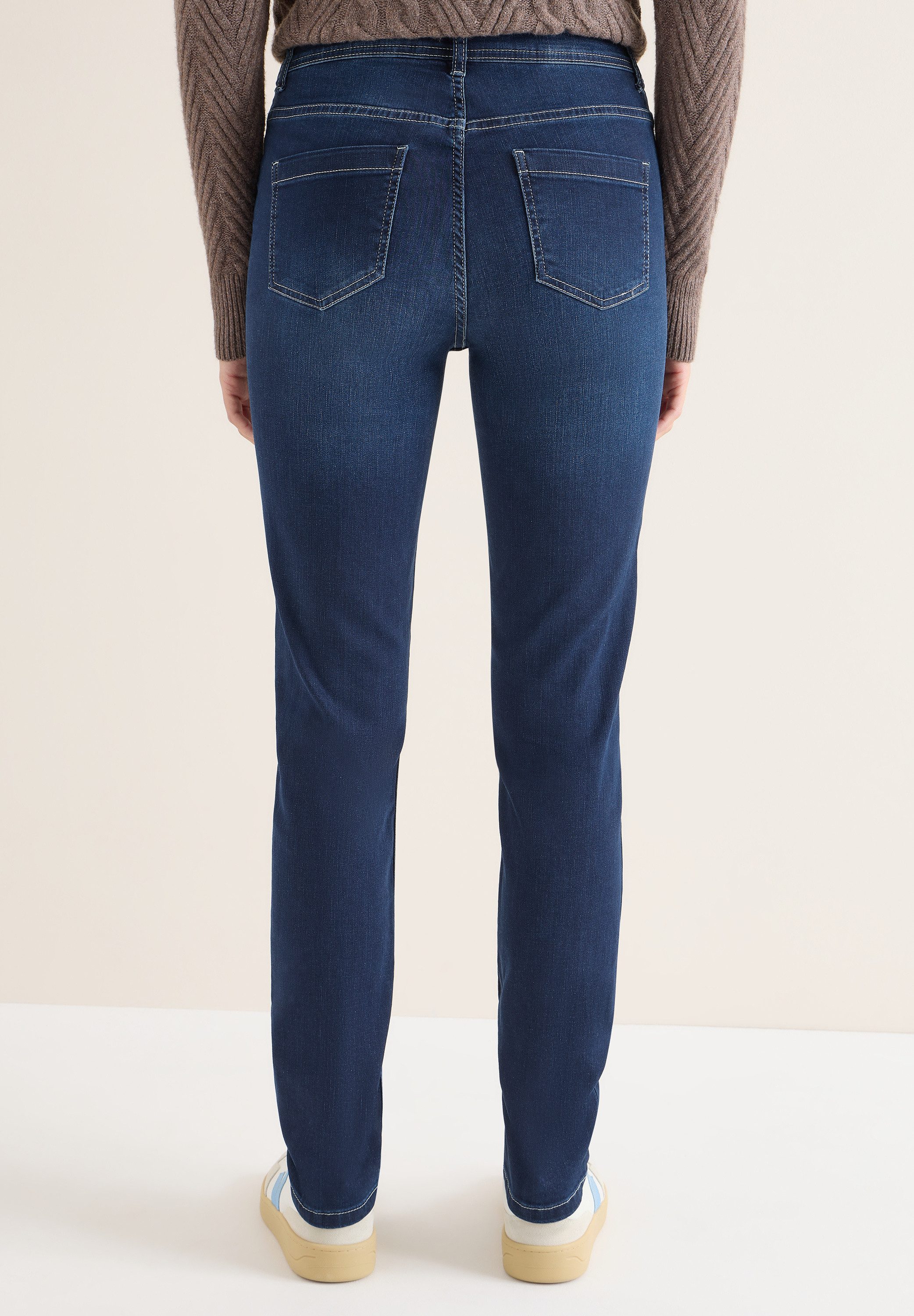 CECIL Slim-fit-Jeans in dunkelblauer Waschung