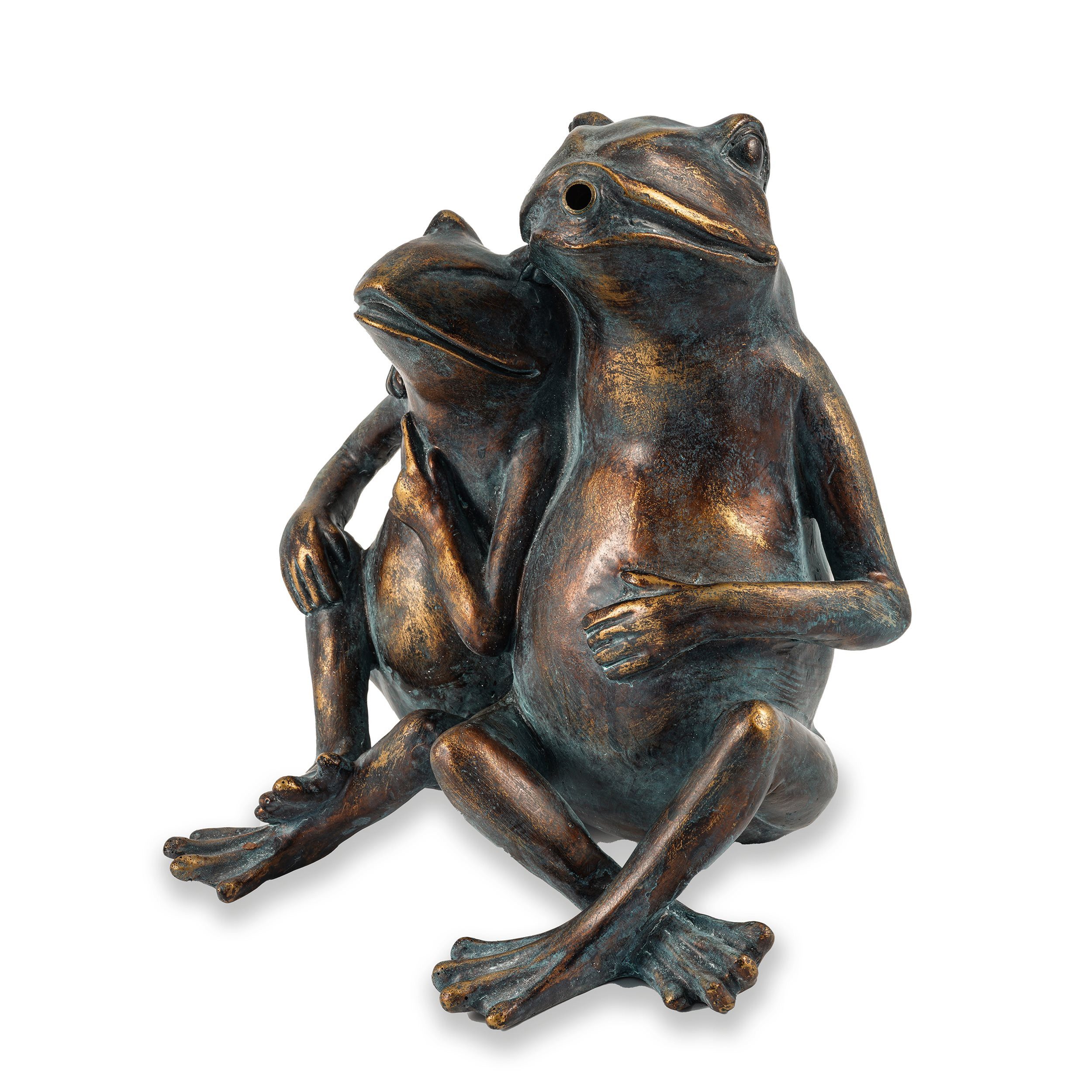 esotec Wasserspeier Teich-Figur Froschpaar mit Schlauch 1,4m, 20x15x22cm, Polyresin 100737 (Komplettset)