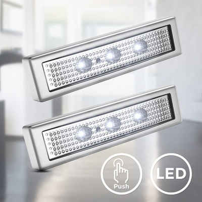B.K.Licht LED Lichtleiste, LED Schranklicht Unterbauleuchte Push ON/OFF batteriebetrieben selbstklebend 2er SET