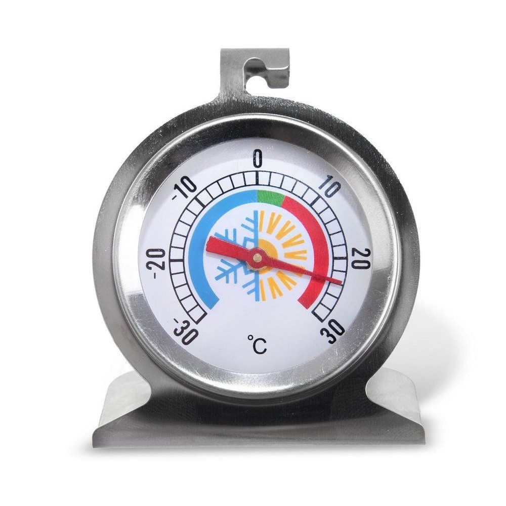 Orion Group Kühlschrankthermometer mit Standfuß und Aufhängung aus Edelstahl, 1-tlg., bruchfest, geruchsneutral, -30 bis 30°C