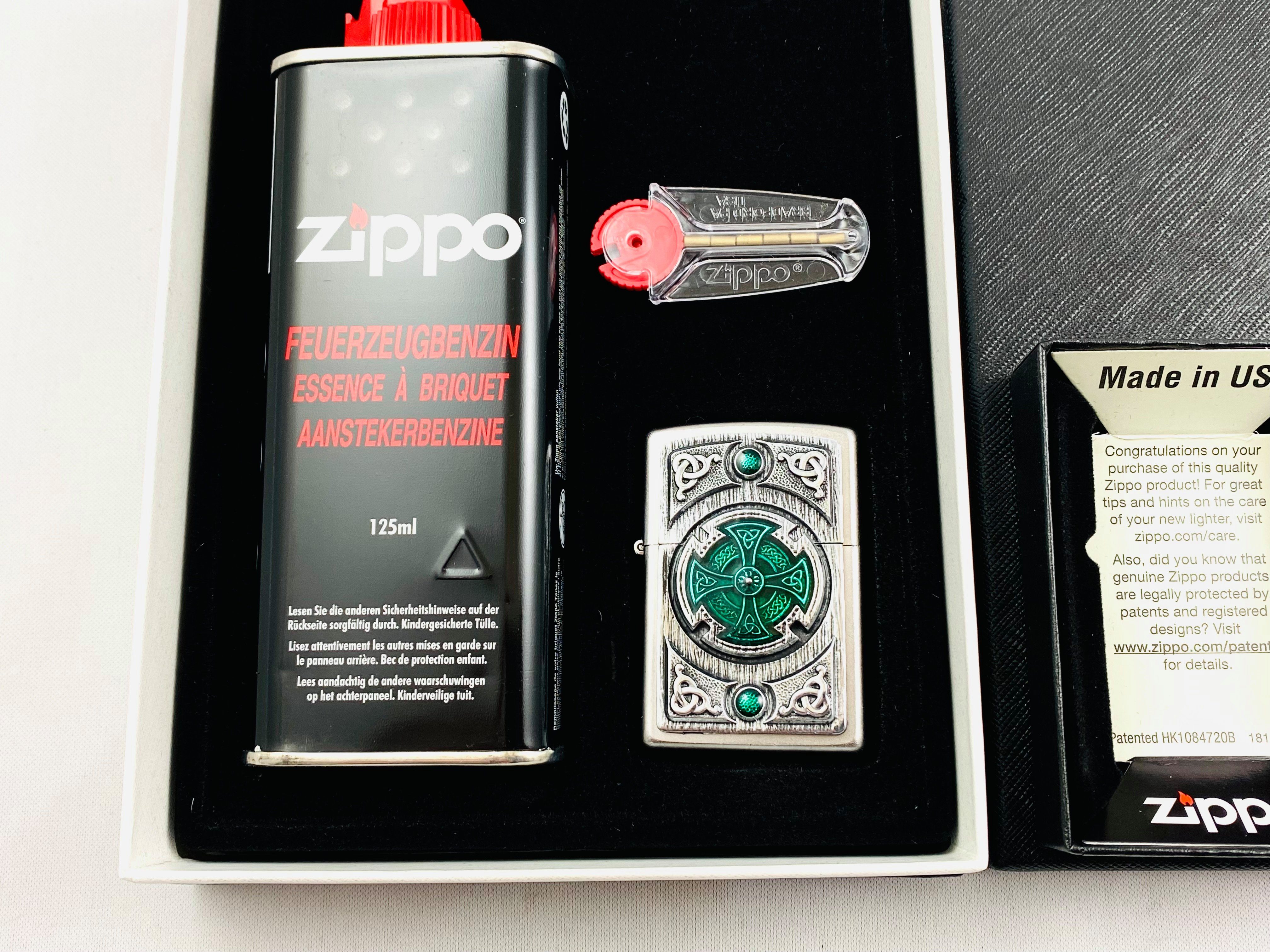 Zippo Feuerzeug Feuerzeug Celtic Green Cross Nordisches Kreuz Geschenkset