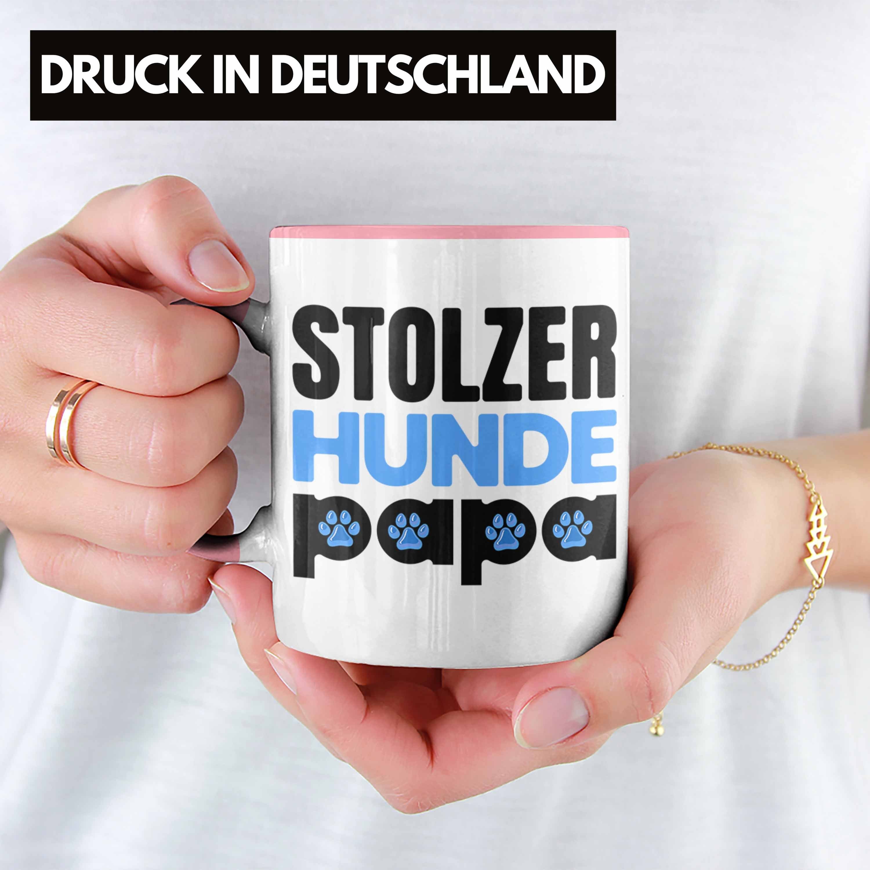 Hundepapa Papa Geschenk für Tasse Trendation Stolzer Hunde-Papis Rosa Geschenkidee Hunde - Tasse Trendation Becher Und Herrchen