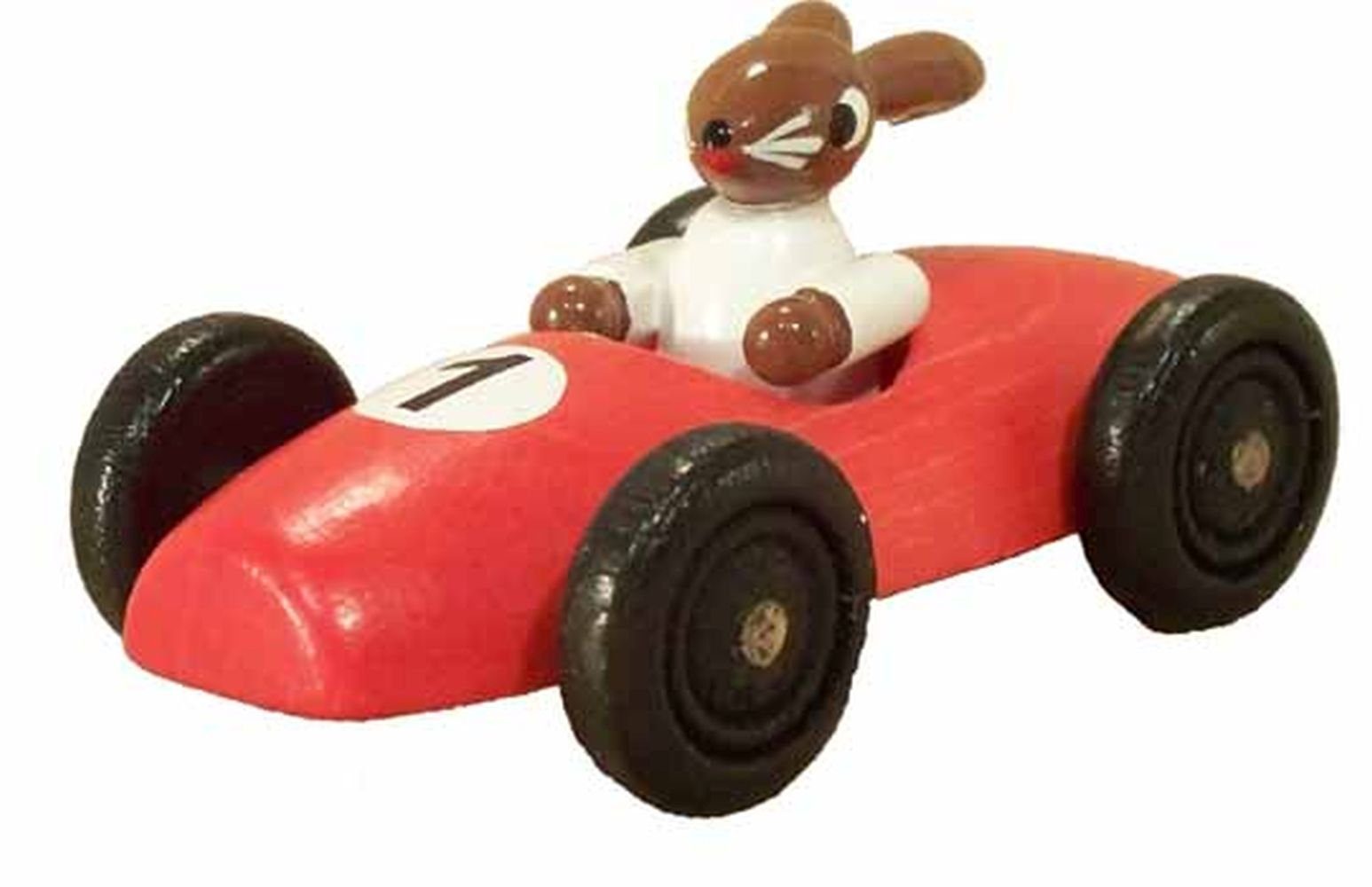 Holz- und Drechslerwaren Legler Osterhase Osterdekoration Hasenrennauto rot BxH 8x3xcm NEU