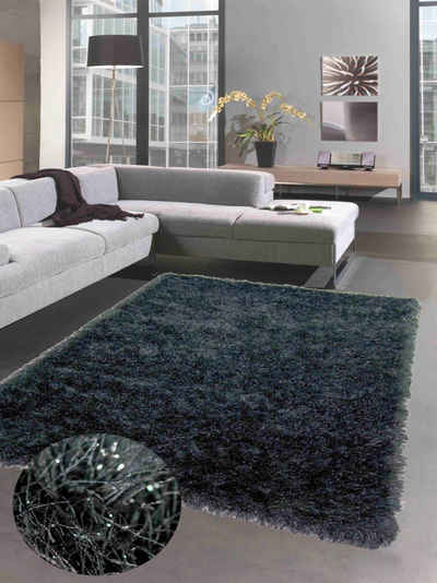 Hochflor-Teppich »Shaggy Teppich Hochflorteppich mit Glitzer anthrazit grau«, Carpetia, rechteckig, Höhe: 70 mm