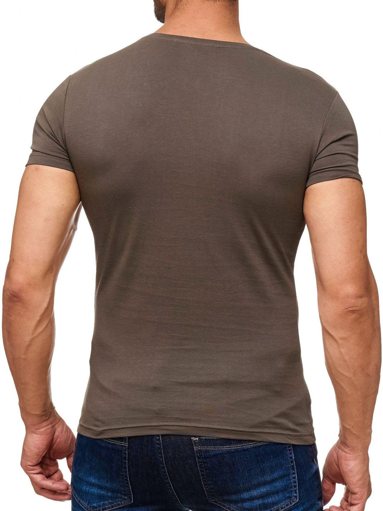 Egomaxx T-Shirt T H2160 Sleeve in Olive 3D (1-tlg) Shirt Short 2160 Print Shirt