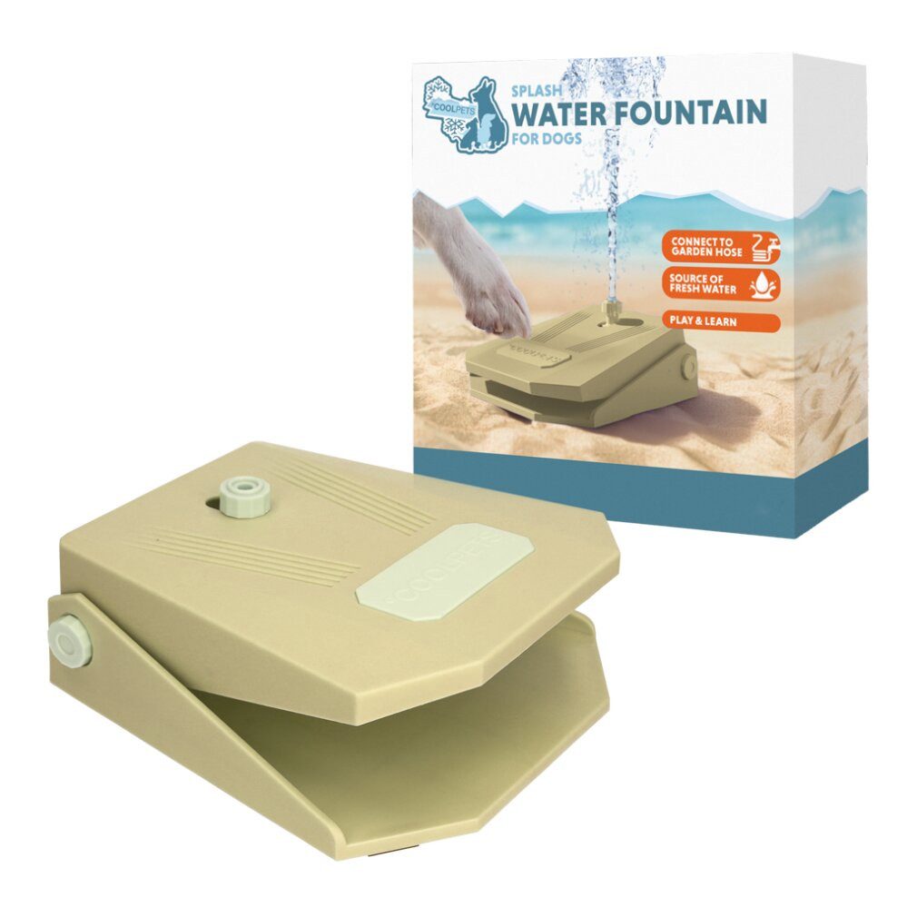 CoolPets Tierquietschie Splash Water Fountain Beige