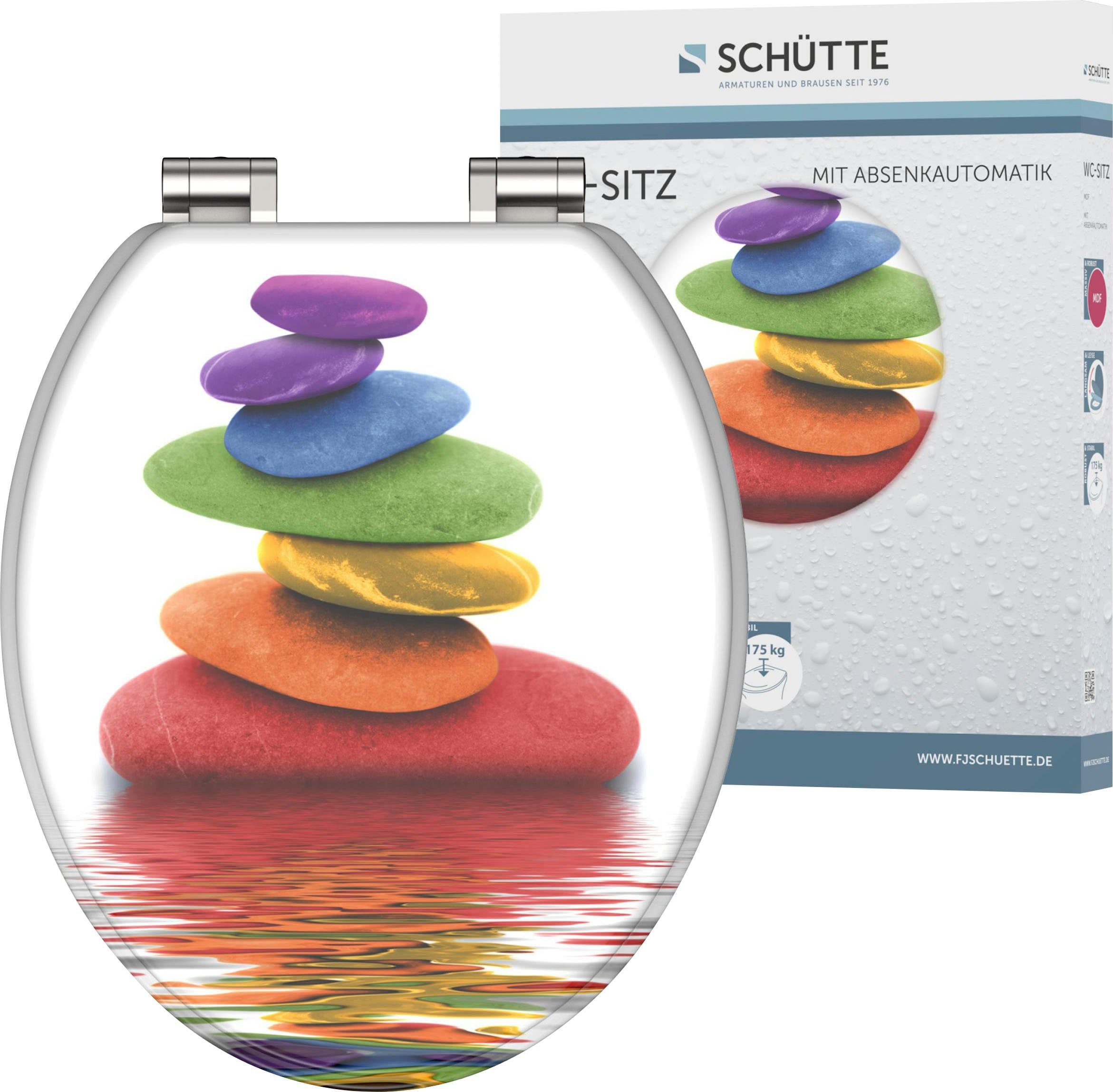 Schütte WC-Sitz Colorful Stones, mit Absenkautomatik und Holzkern, MDF