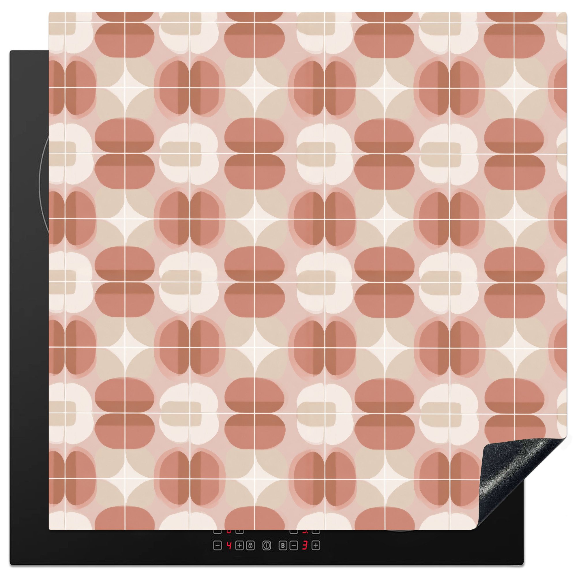 MuchoWow Herd-Abdeckplatte Retro - Klassisch - Rosa, Vinyl, (1 tlg), Küche Herdabdeckung Ceranfeld Induktionsfeld Vinyl, 60x60 cm