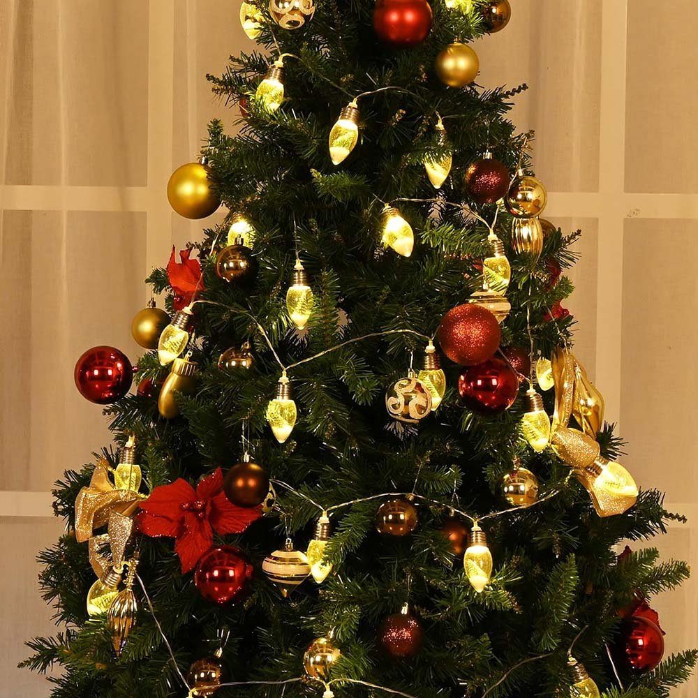 Sunicol LED-Lichterkette 1.5m/3m Schneekugel Weihnachtsbaum Party Wasserdicht, Innen, Fenster Gartenbeleuchtung Dekolicht Lichter, Batterie, IP44 Außen