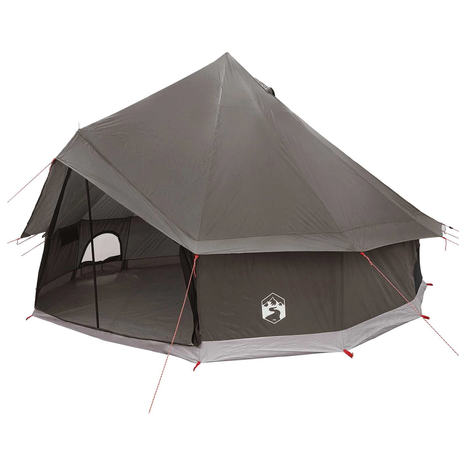 vidaXL Tipi-Zelt Tipi Zelt 6 Personen Braun Grau Polyester und Stahl, (1 tlg)