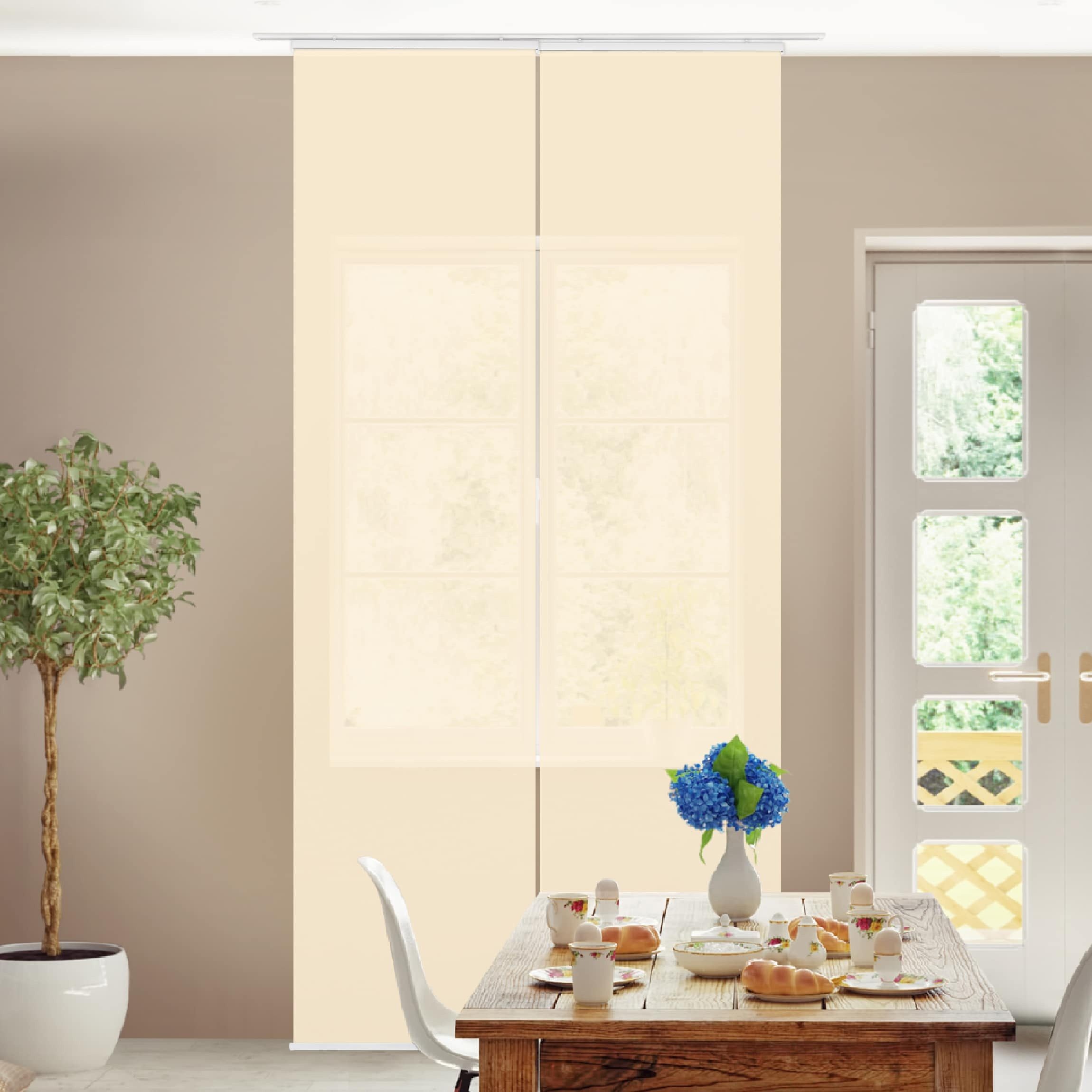 Bilderdepot24 Schiebegardine modern Flächenvorhang blickdicht Crème, günstig online kaufen