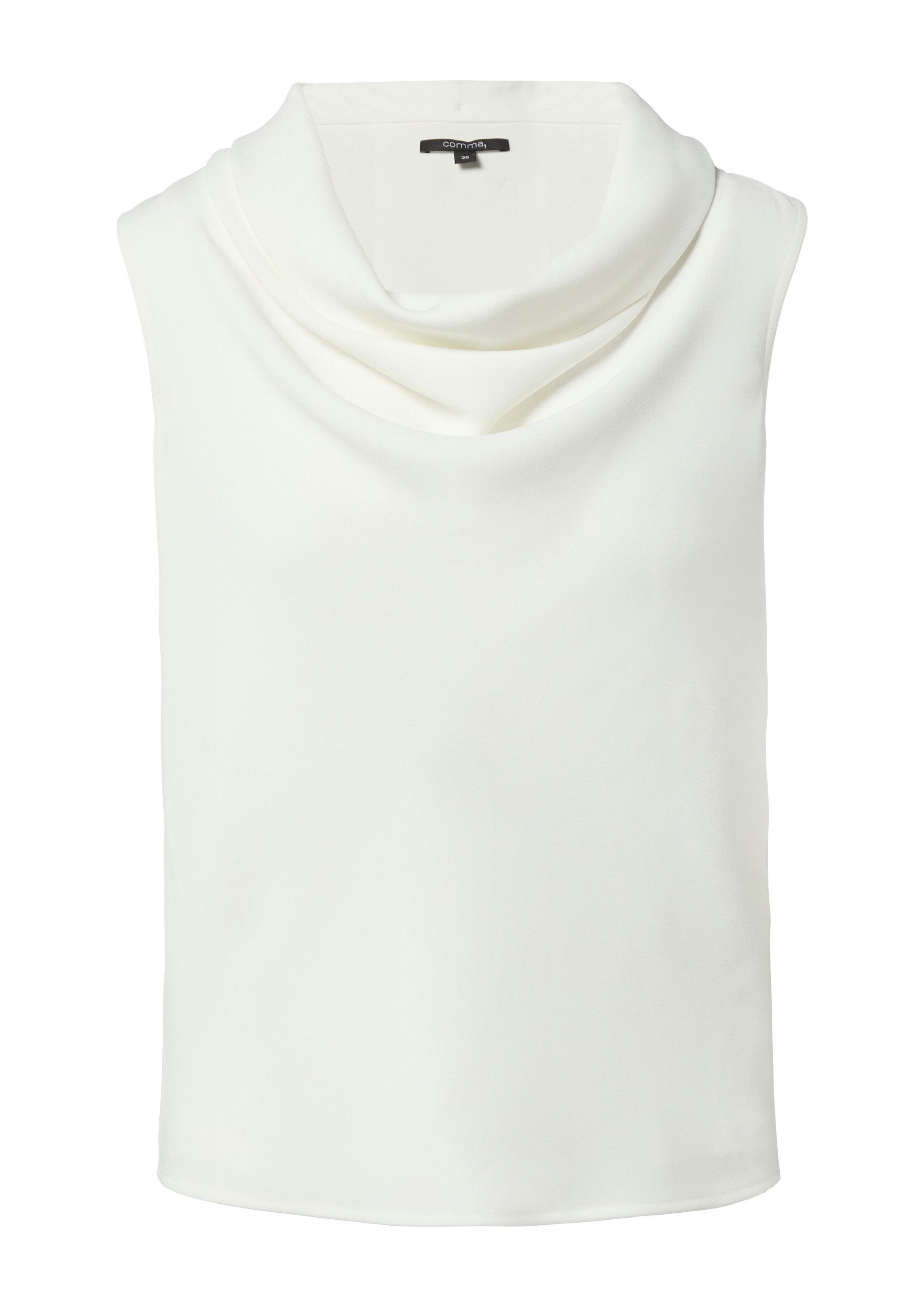 comma Muskelshirt T-Shirt Jersey-Top mit Wasserfall-Ausschnitt