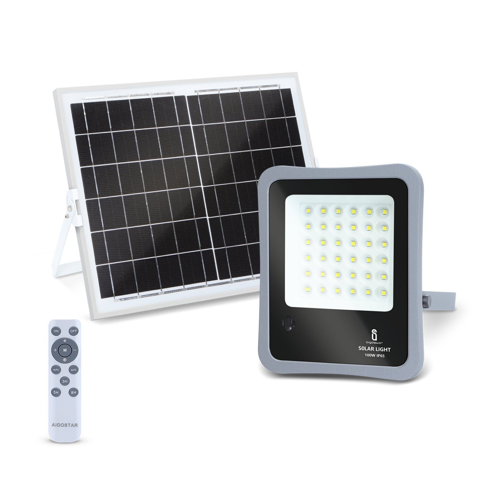 Aigostar LED Flutlichtstrahler LED Strahler Solarpanel Bewegungsmelder IP65
