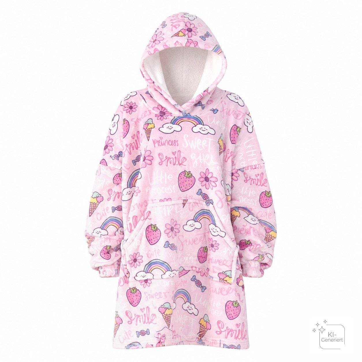 NOXXIEZ Fleeceponcho Kuscheldecke mit Kapuze Sweet M für Kinder Freizeit und Entspannen
