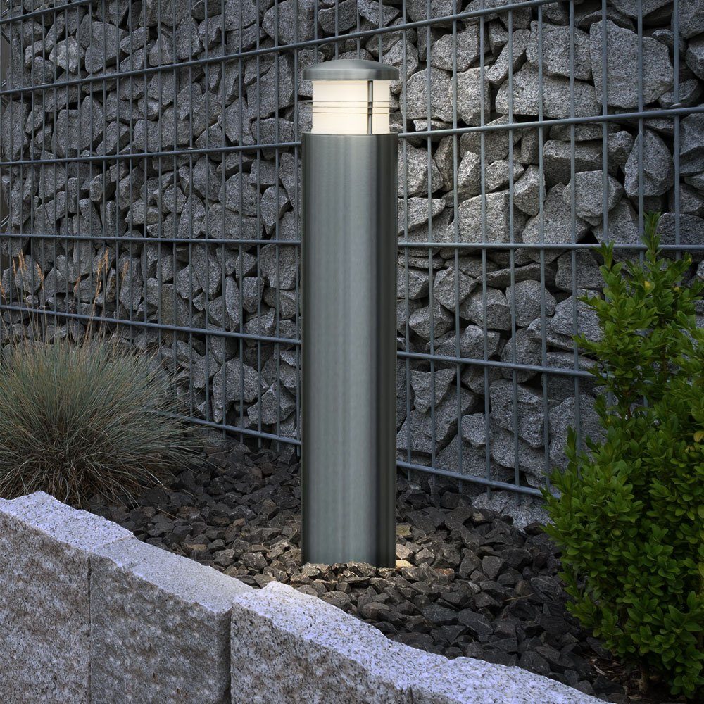 HEITRONIC Außen-Stehlampe, Leuchtmittel nicht inklusive, Außenlampe Wegelampe Stehleuchte Garten IP44 Edelstahl silber E27 60cm