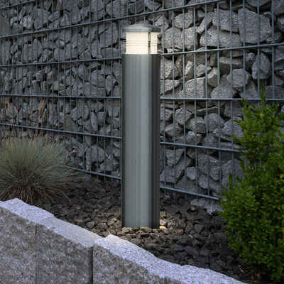 etc-shop Sockelleuchten, Leuchtmittel nicht inklusive, Außenlampe Wegelampe Stehleuchte Garten IP44 Edelstahl silber E27 60cm