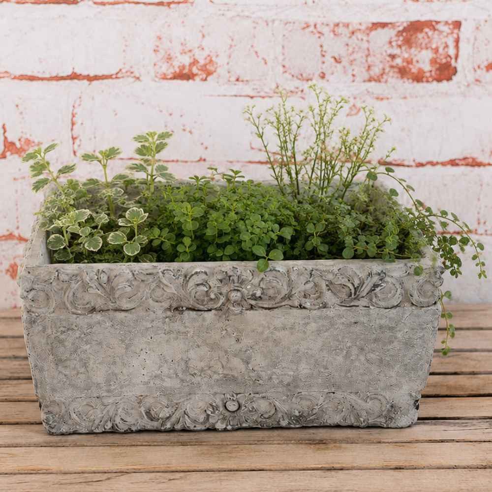AltoBelli Blumentopf AltoBelli Blumentopf GARDA Eckig Zement Antik Grau 22x15 cm