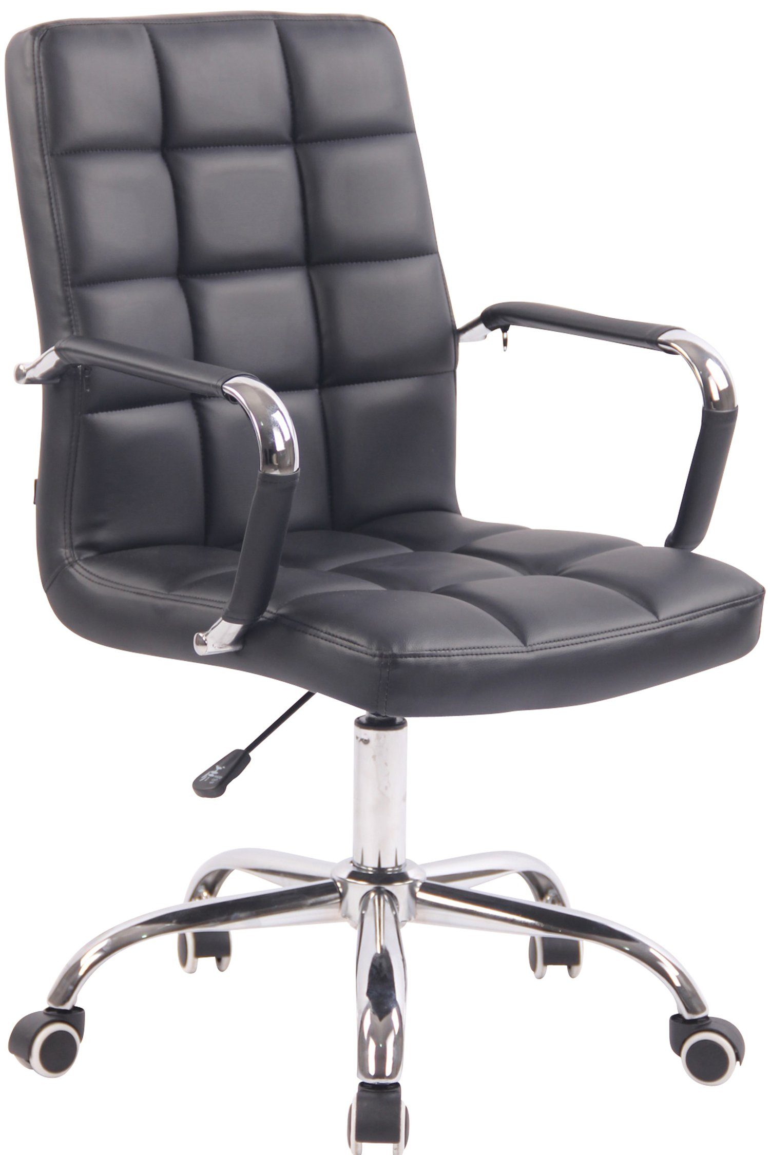 TPFLiving Bürostuhl (Schreibtischstuhl, schwarz - Kunstleder bequemer 360° und Sitzfläche: - Drehstuhl, Bürostuhl Deal Metall höhenverstellbar Chefsessel, Gestell: XXL), Rückenlehne chrom drehbar mit