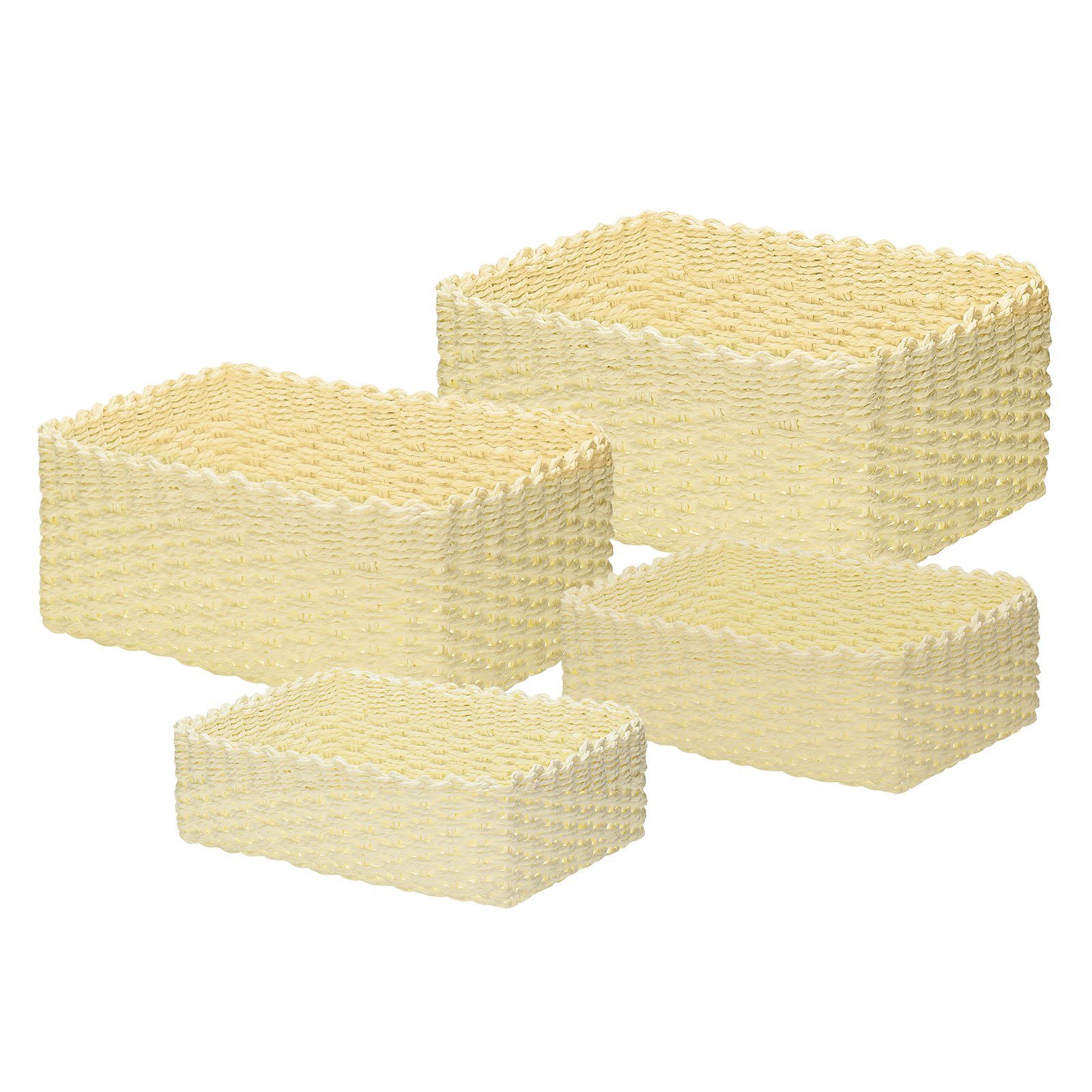 NASUM Aufbewahrungsbox Handgefertigte Aufbewahrungsboxen aus Wolle 4er Set, Stilvolle Aufbewahrung, aufgeräumter Look