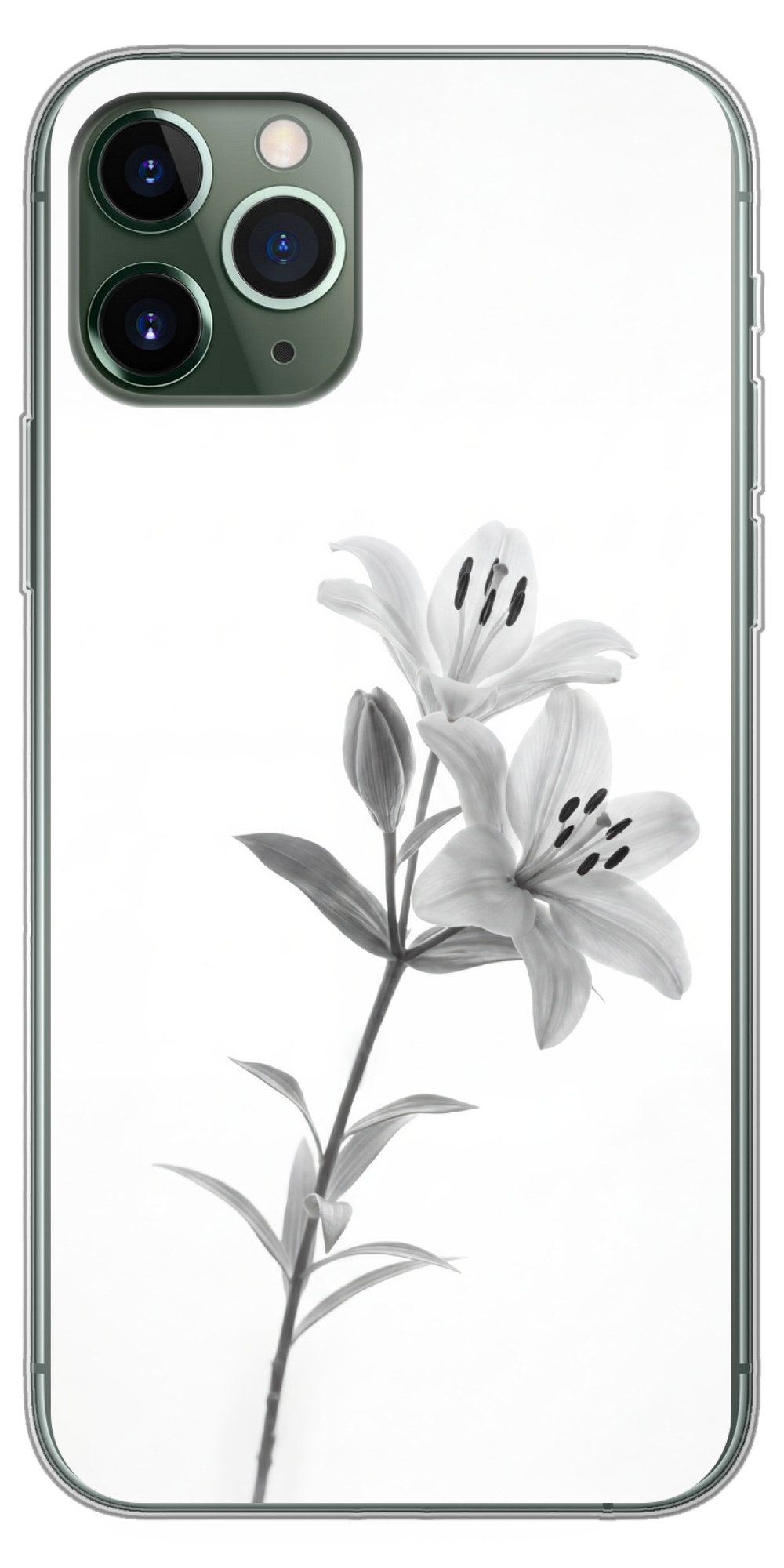 MuchoWow Handyhülle für Apple iPhone 11 Pro Lilien - Elegant - Schwarz - Weiß, Smartphone-Bumper, Print, Handy Schutzhülle Dünn
