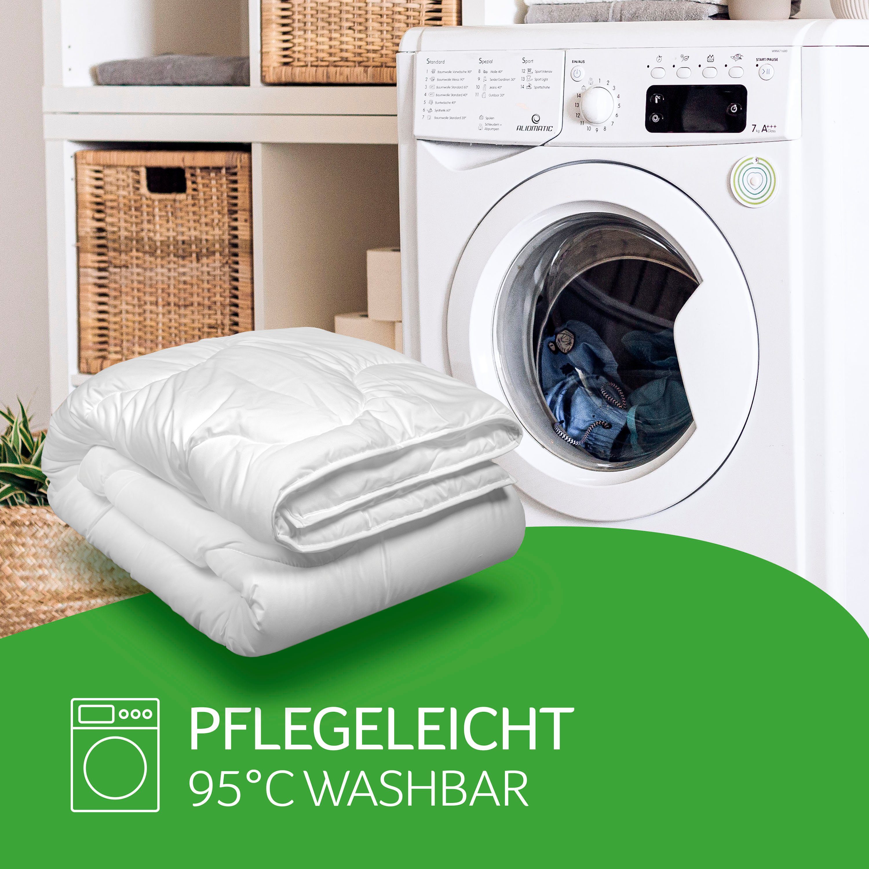 John Cotton Kopfkissen Julia, Kissen ist Made in Green, Füllung: Polyester, Bezug: 100% Polyester, Bauchschläfer, Rückenschläfer, Seitenschläfer, Kopfkissen 40x80 cm, 80x80cm, kochfest 95°C, sehr flauschig