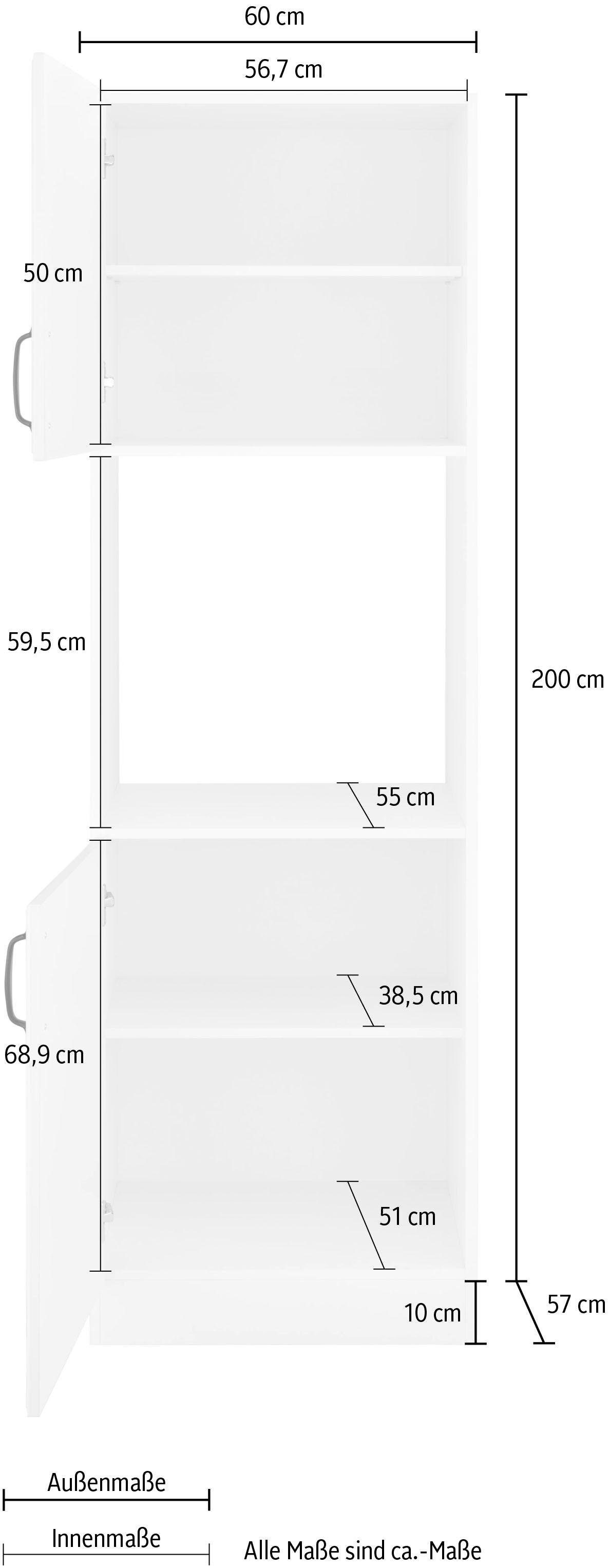 wiho Küchen Backofenumbauschrank Erla 60 cm | weiß/weiß mit breit weiß Kassettenfront