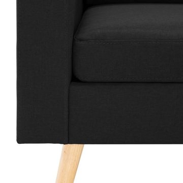 vidaXL Sofa 3-Sitzer-Sofa mit Hocker Schwarz Stoff